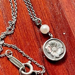 Tiffany Sterling Silver flower necklace 17 inches